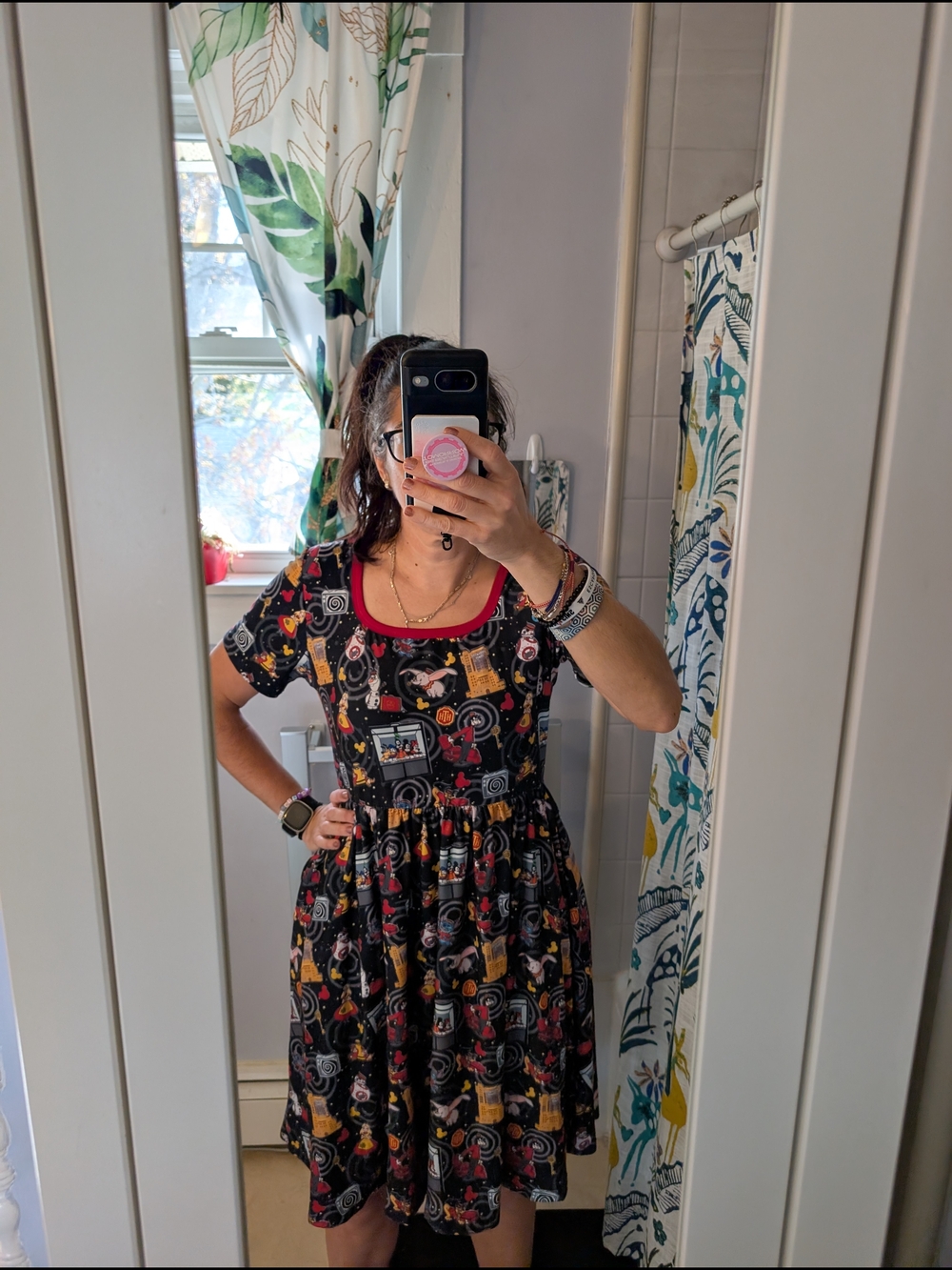 Tower Of Terror Print Scoop Neck Dress - Picture 2 of 4